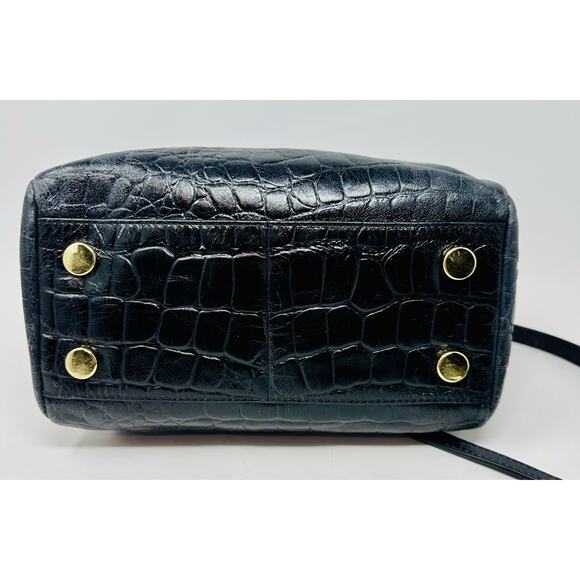 Fossil Sydney Black Croc Embossed Leather Satchel Handbag Crossbody Purse - Picture 5 of 9